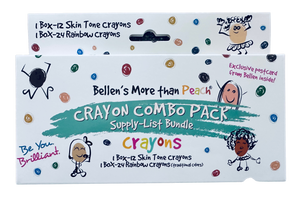 NEW 2025! More than Peach® Crayons (Mega Box) Supply List Bundle by Bellen - 2 Box Bundle with Rainbow (Traditional Shades) & Skin-Tones Crayons