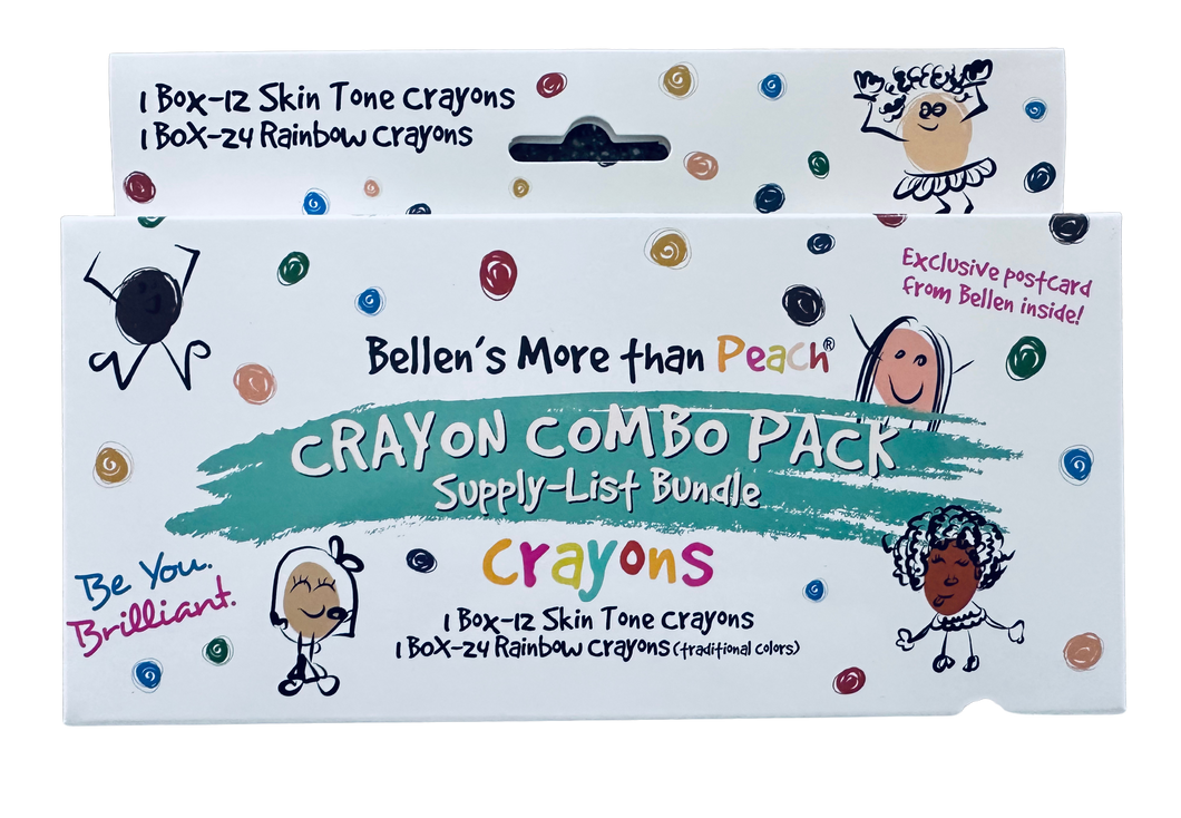 NEW 2025! More than Peach® Crayons (Mega Box) Supply List Bundle by Bellen - 2 Box Bundle with Rainbow (Traditional Shades) & Skin-Tones Crayons